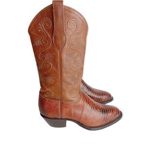 Tony Lama Brown Leather Western Heeled Boots